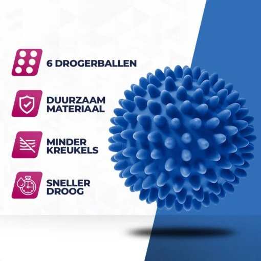Roegaarden Drogerballen - Wasbollen - 6 Stuks - Siliconen - Sneller Droog - Anti-kreuk - Afbeelding 2