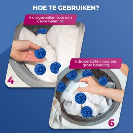 Roegaarden Drogerballen - Wasbollen - 6 Stuks - Siliconen - Sneller Droog - Anti-kreuk - Afbeelding 7