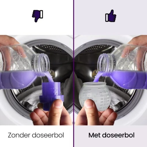 BluGo Doseerbol 5 Stuks - Wasbollen - Doseerdop - Drogerballen - Wasballen - Herbruikbaar - Maataanduiding - 150ml - Afbeelding 6