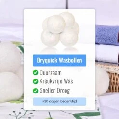 DRYQUICK Drogerballen- Wasbollen- Duurzaam Schapenwol - Herbruikbaar- 6 XL Wasballen Wit -Huishoudelijke Artikelen Winkel 1200x1200 759