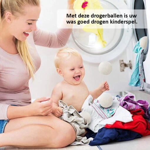 Droger Ballen Wol - Wasdroger Herbruikbare Wollen Droger Ballen - Droogballen Voor Snellere Droogtijd- Set 6 Stuks - Swilix - Afbeelding 4