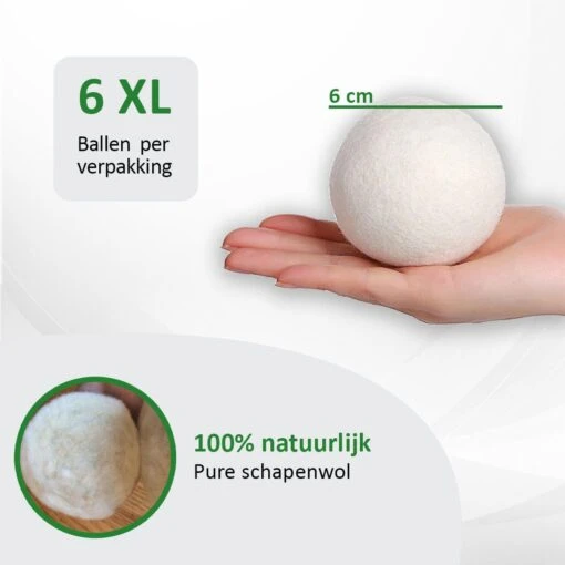 Droger Ballen Wol - Wasdroger Herbruikbare Wollen Droger Ballen - Droogballen Voor Snellere Droogtijd- Set 6 Stuks - Swilix - Afbeelding 6