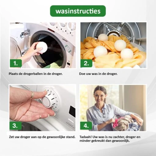 Droger Ballen Wol - Wasdroger Herbruikbare Wollen Droger Ballen - Droogballen Voor Snellere Droogtijd- Set 6 Stuks - Swilix - Afbeelding 7