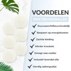 FAVE Drogerballen XL - 6 Stuks - Inclusief 2x Lavendelolie & Opbergzakje - Wasbol - Wasballen - Doseerbol - Droogballen - Duurzaam -Huishoudelijke Artikelen Winkel 1200x1200 855
