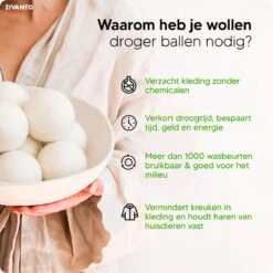 Drogerballen - Droogballen Voor Wasdrogers - Wasdrogerballen, Wasbollen & Wasballen - 100% Diervriendelijk, Duurzaam & Herbruikbaar - Duurzaam Cadeau - Energie Besparen - RWS Wol & Zero Waste - 6 Stuks Van Zivanto -Huishoudelijke Artikelen Winkel 1200x1200 857