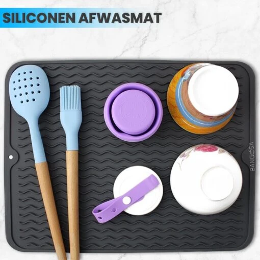Bangosa Afdruipmat - Vaat Afwas Droogmat - Siliconen 50 X 40 - Afbeelding 3