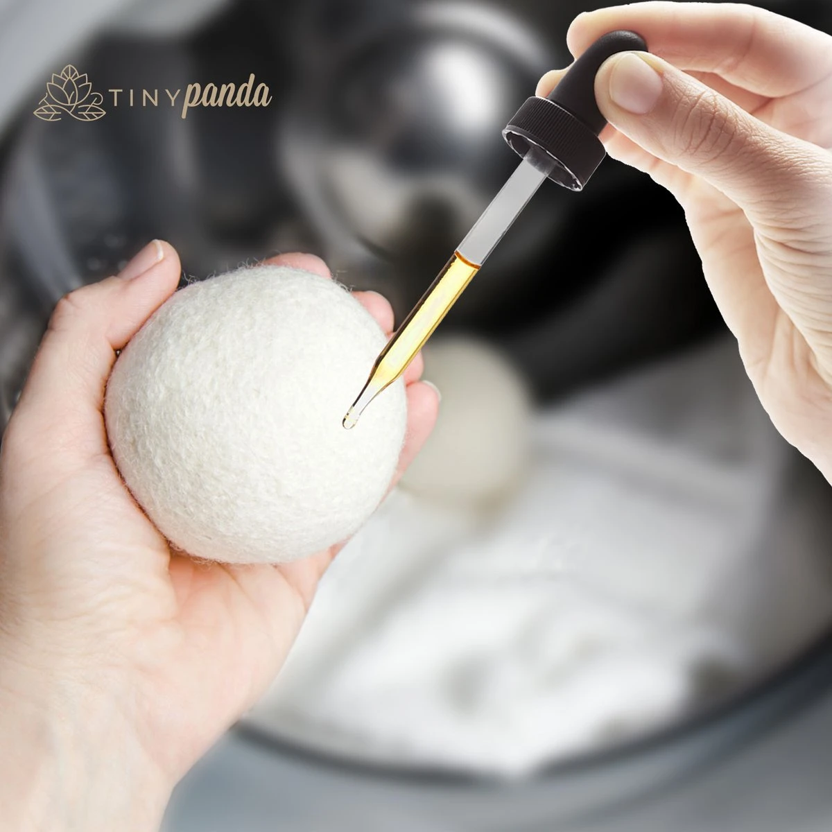 Merkloos Droger Ballen XL 6 Stuks Inclusief Lavendelolie – Zero Waste Dryer Balls - Duurzaam – Wasverzachter – Herbruikbare Drogerballen – Droogt De Was Sneller – Tiny Panda - Afbeelding 3