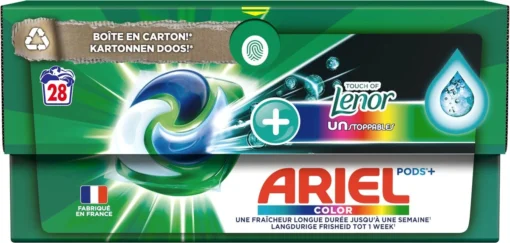 Ariel Wasmiddel Pods +Touch Van Lenor Unstoppables - Kleur - 4 X 28 Wasbeurten Voordeelverpakking - Afbeelding 2