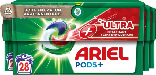 Ariel Wasmiddel Pods + Ultra Vlekverwijderaar - 4 X 28 Wasbeurten - Voordeelverpakking
