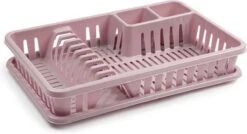 Oud Roze Afdruiprek Met Lekbak 45 X 30 Cm - Keukenbenodigdheden - Afwassen/afdrogen - Afwasrekken - Afdruiprekken Met Lekbak