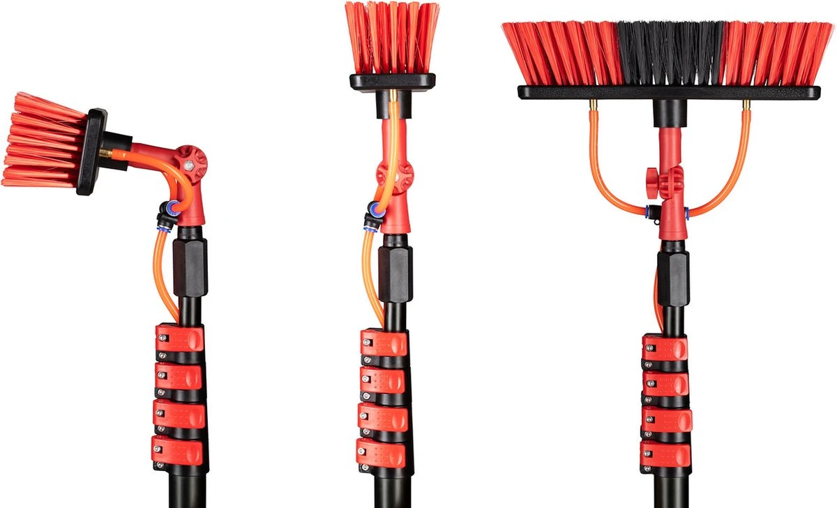 Umuzi Cleaning Telescopische Waterborstel - Uitschuifbare Schrobborstel Voor Ramen, Gevel En Huis - 1,3 Tot 4,6 Meter - Reiniger Met 4 Uitschuifbare Delen - Zeepdispenser Met Doseerknop - Afbeelding 3