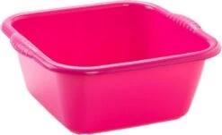 Kunststof Teiltje/afwasbak Vierkant 10 Liter Roze - Afmetingen 36 X 34 X 15 Cm - Huishouden