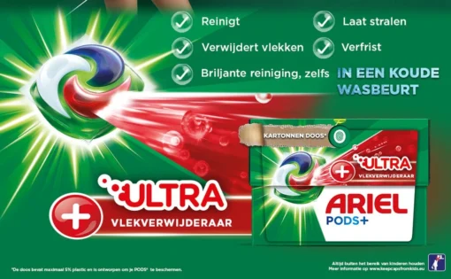 Ariel Wasmiddel Pods + Ultra Vlekverwijderaar - 4 X 28 Wasbeurten - Voordeelverpakking - Afbeelding 2