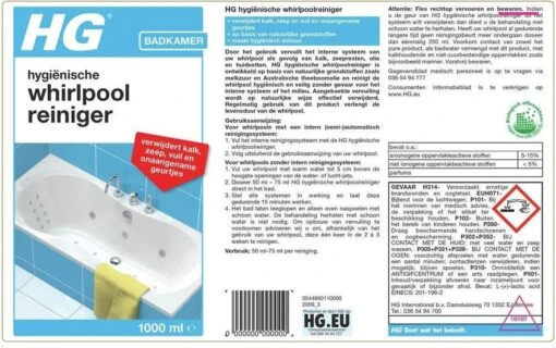 HG Hygiënische Whirlpool Reiniger - 1L - Verwijdert Kalk, Vet, Zeep En Olie - Veilig In Gebruik Voor Whirlpool En Jacuzzi's - Afbeelding 2