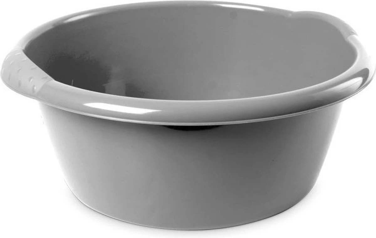 Ronde Afwasteil/afwasbak Zilver 6 Liter 32 X 13 Cm - Florencia Teilen - Kunststof/plastic Schoonmaakemmer/sopemmer Teiltje
