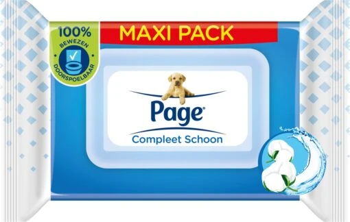 Page Vochtig Toiletpapier - 24 X 74 Stuks - Compleet Schoon Maxi Vochtig Wc Papier - Extra Voordeel - Afbeelding 2