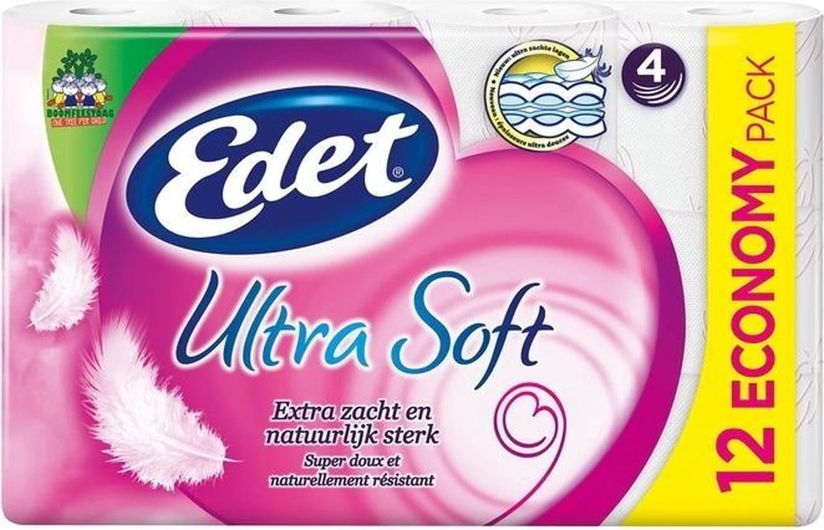 Edet Toiletpapier Ultra Soft 4 Laags 12 Rollen - Afbeelding 2