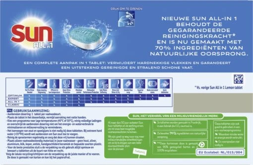 SUN® Sun All-In-1 Citroen Vaatwastabletten - 7 X 24 Tabletten - Voordeelverpakking - Afbeelding 4