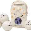 Miki's Goods® XL Wollen Drogerballen 6 Stuks - Panda Wasballen - Duurzaam - Wasbol - 100% Nieuw-Zeelandse Schapenwol - Wasbollen - Herbruikbaar- Droogballen - Snellere Droogtijd - Zuigt Dierenharen Op