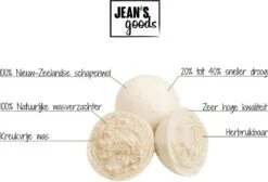 Jean's Goods Drogerballen - Droogballen - Wasdrogerballen - Wasdroger Ballen - Wasbol - Wasbollen - Wasballen - Energiebesparende Producten - Energiebesparend - Duurzaam Cadeau - RWS Wol - Zero Waste - Wasverzachter - Beige - 6 Stuks -Huishoudelijke Artikelen Winkel 1200x818