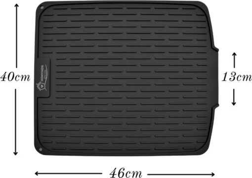 HOMYHON Afdruipmat -Afdruipmat Siliconen -Pannenonderzetter- Antislip -Hittebestendig - Aanrecht Mat -Siliconen Mat - 40 X 46 Cm - Zwart - Afbeelding 2