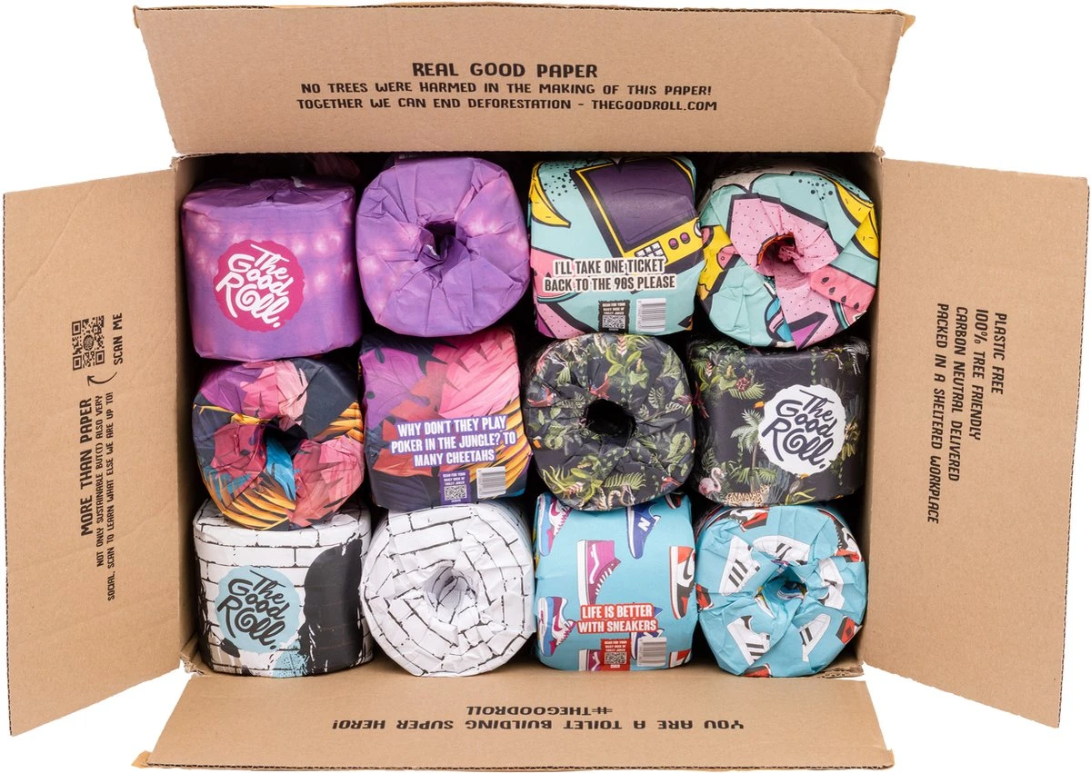 THE GOOD ROLL WC Papier - 24 Stuks - 250vel 3-laags - The Cheerful Choice- Duurzaam -100% Gerecycled - Afbeelding 2