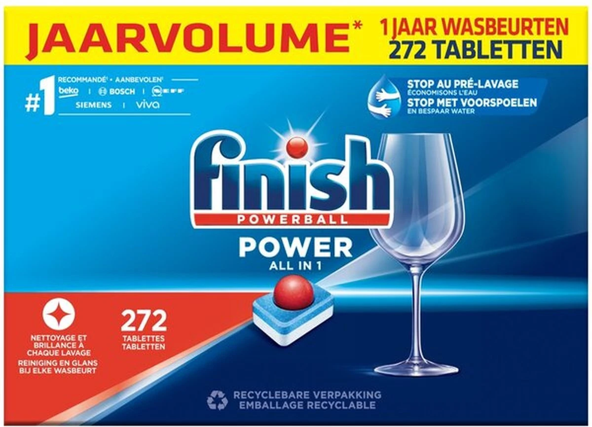 FINISH POWERBALL POWER ALL IN 1 VAATWASTABLETTEN - 272 Stuks