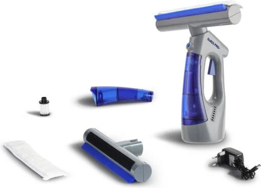 Swiss Pro+ Ruitenreiniger 3 In 1 WV 2 Blue Edition Window Vac - Ca. 120 M² - Waterzuiger - Incl. Smalle Zuigmond - Oplaadbaar - Raamwisser - Streeploos - Clicksystem - 2 Microvezeldoekjes - Met Sprayfunctie - Low Noise - Hepafilter - Afbeelding 2