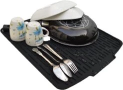 HOMYHON Afdruipmat -Afdruipmat Siliconen -Pannenonderzetter- Antislip -Hittebestendig - Aanrecht Mat -Siliconen Mat - 40 X 46 Cm - Zwart -Huishoudelijke Artikelen Winkel 1200x876 1