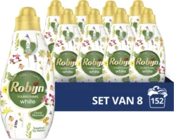 Robijn Klein & Krachtig Wit Floral Morning Vloeibaar Wasmiddel - 8 X 19 Wasbeurten - Voordeelverpakking