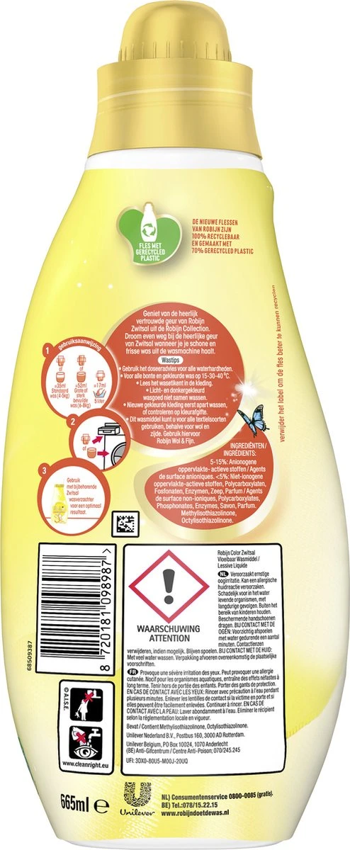 Robijn Klein & Krachtig Collections Color Zwitsal Vloeibaar Wasmiddel - 8 X 19 Wasbeurten - Voordeelverpakking - Afbeelding 3