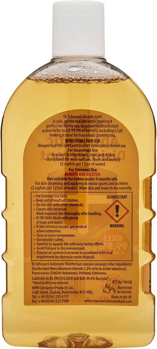 Dr Johnsons Ontsmettingsmiddel - 6 X 500ml Voordeelverpakking - Dettol Antiseptic Alternatief - Afbeelding 2