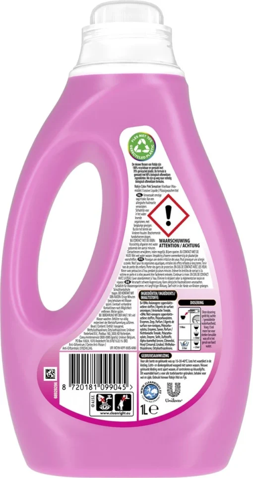Robijn Color Pink Sensation Vloeibaar Wasmiddel 20 Wasbeurten - Afbeelding 3
