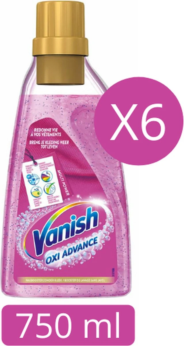 Vanish Oxi Advance Multicolor Power Gel - Voor Gekleurde En Witte Was - 750 ML X6 - Afbeelding 2