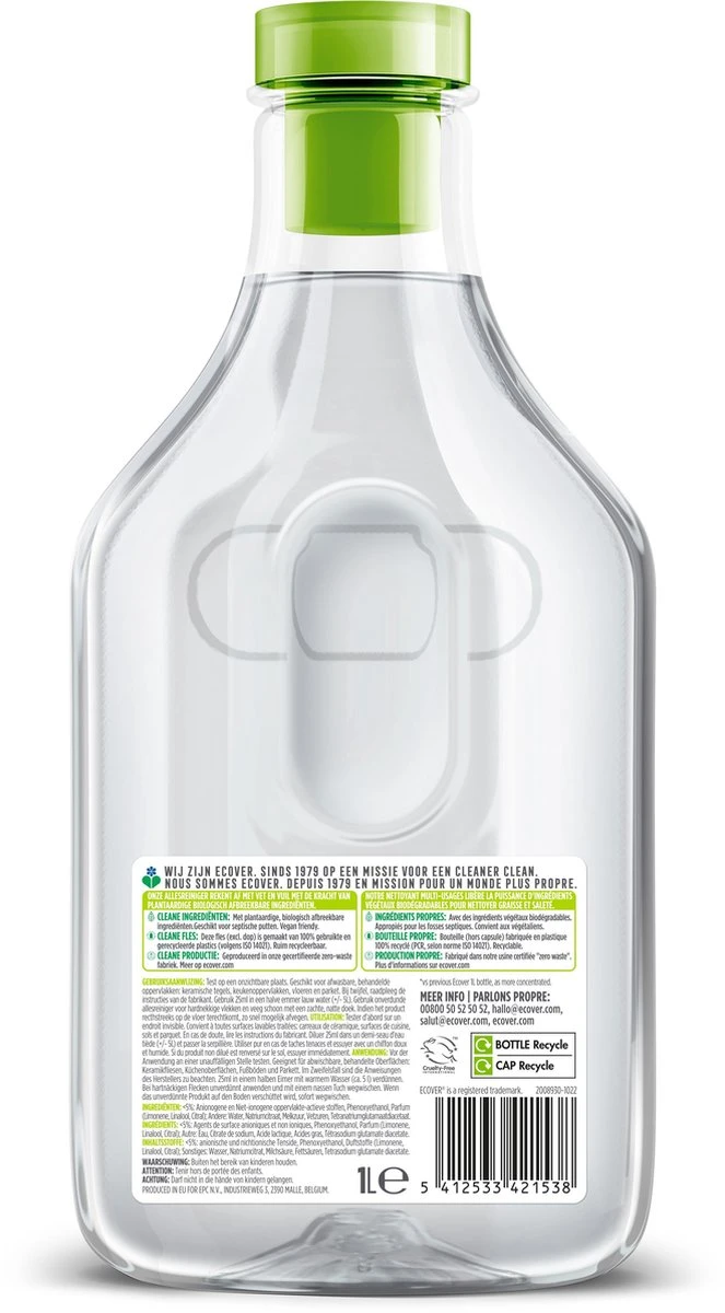 Ecover - Allesreiniger - Citroengras & Gember - Voordeelverpakking 6 X 1 L - Afbeelding 5