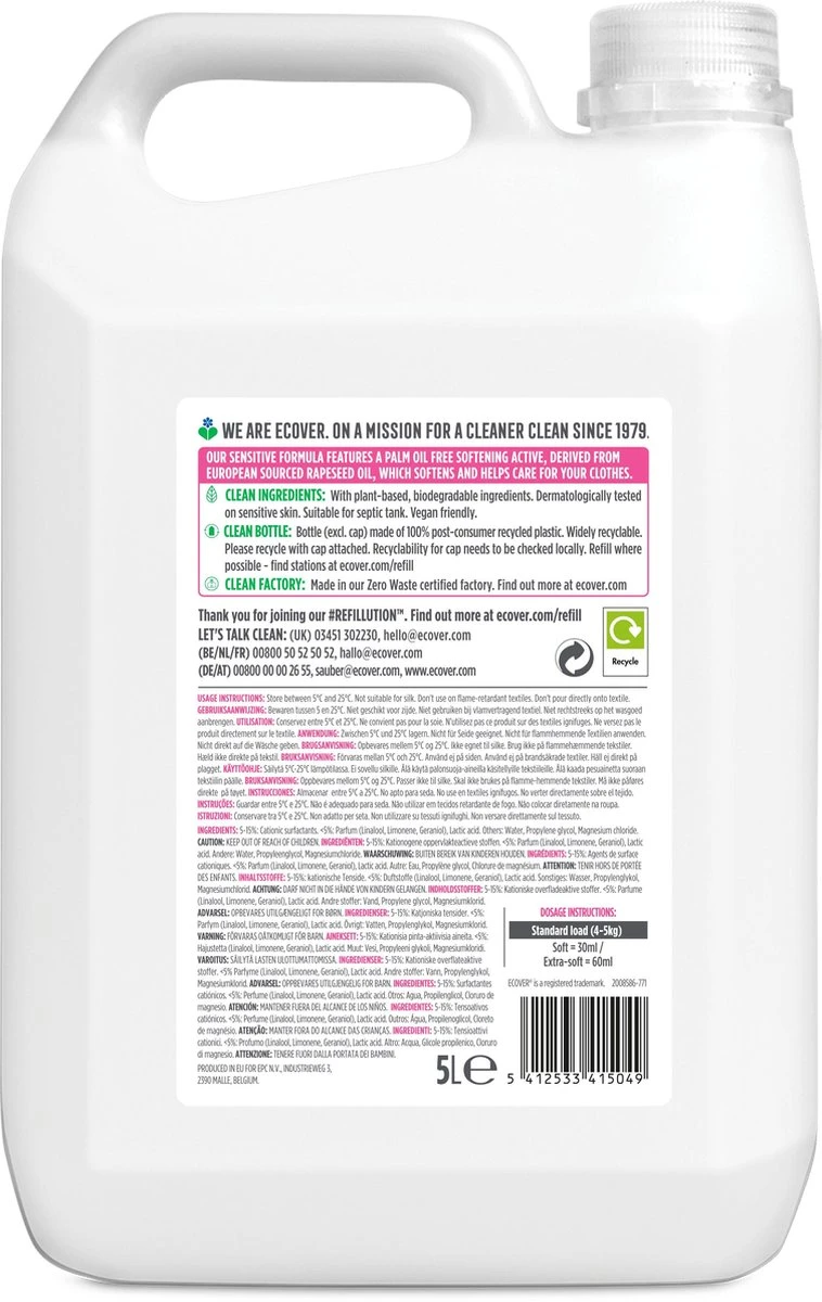 Ecover Wasverzachter - Appelbloesem & Amandel - 5L - Afbeelding 3