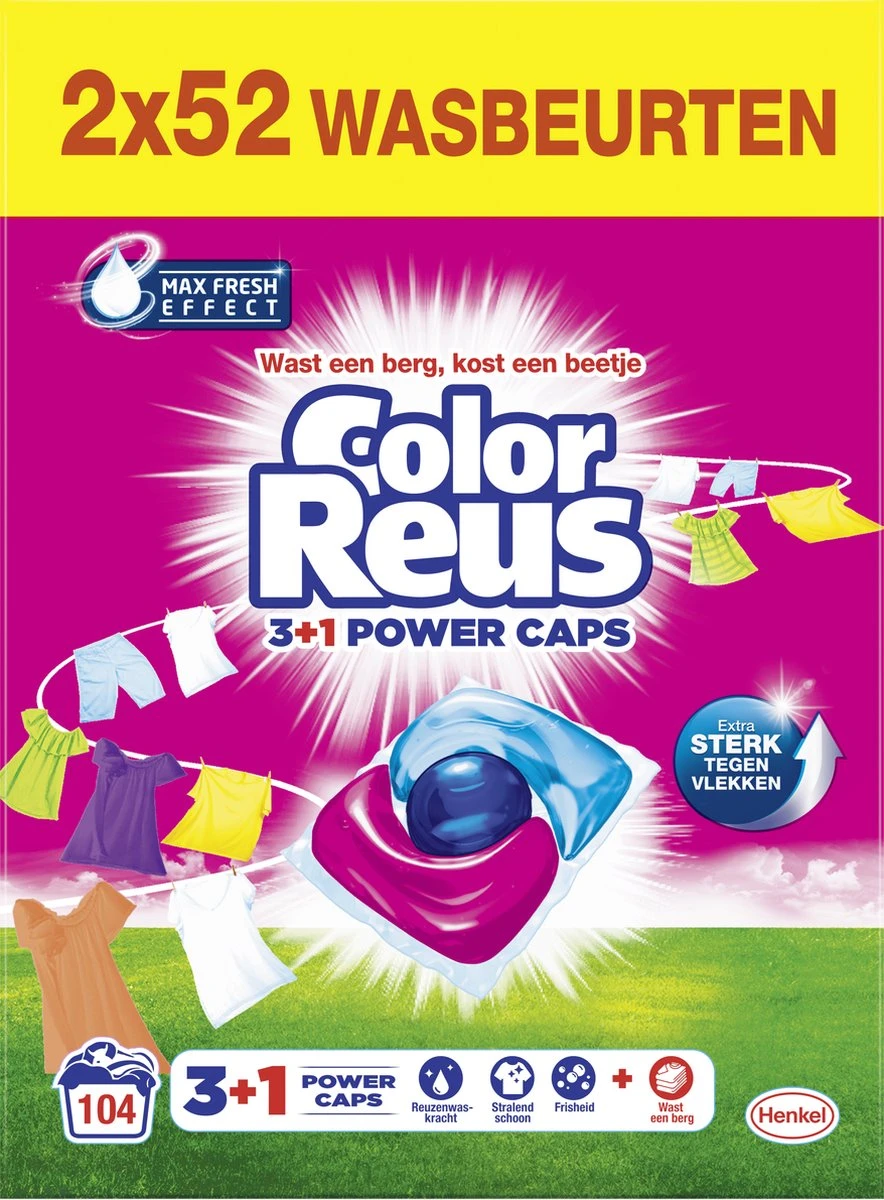 Color Reus Power Caps Wascapsules - Wasmiddel Capsules - Voordeelverpakking - 2x52 Wasbeurten