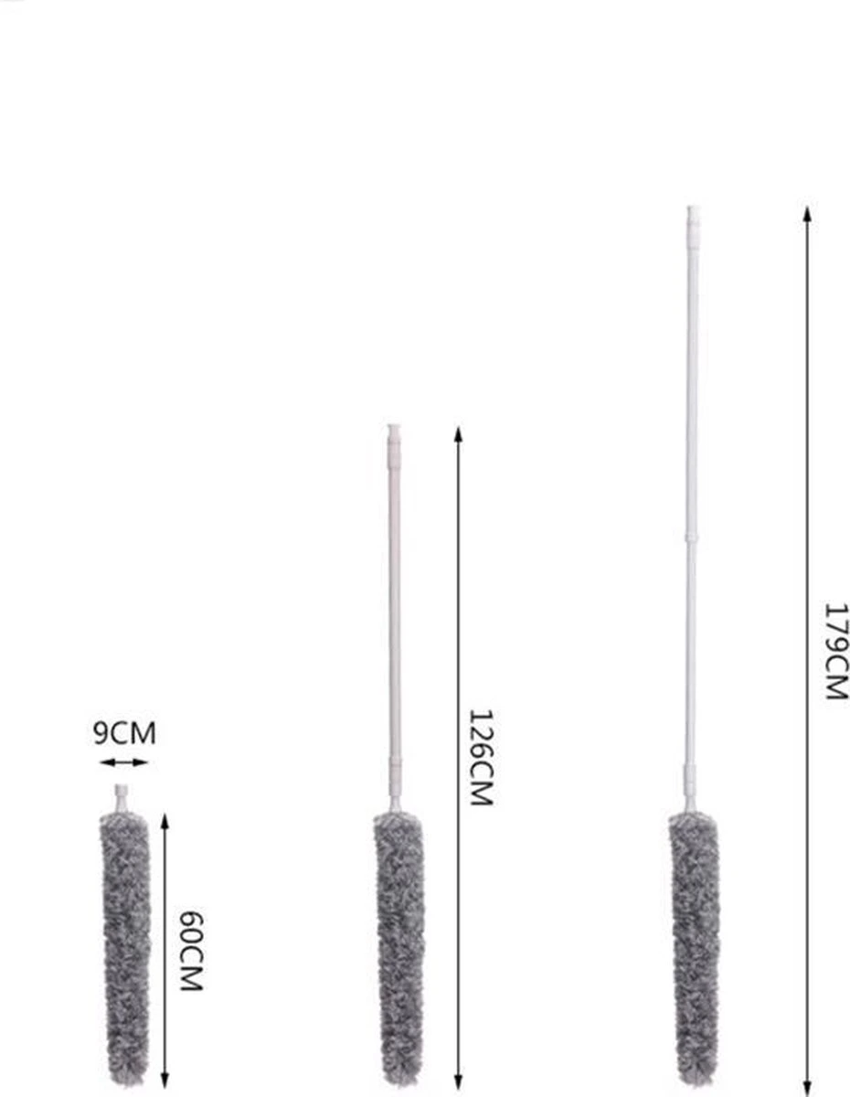 Plumeau/met Telescoopsteel/uitschuifbaar/microvezel Buigbare Borstelkop/9 X 126cm Max-lengte179cm - Afbeelding 4