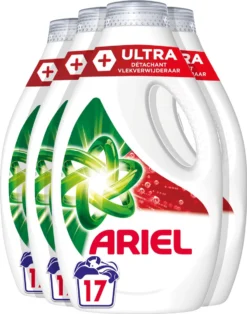 Ariel Vloeibaar Wasmiddel + Ultra Vlekverwijderaar - 4 X 17 Wasbeurten - Voordeelverpakking