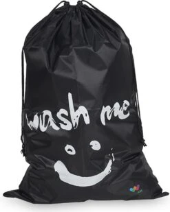Wonair - Grote Waszak - Laundry Bag - Wash Me - 60x90cm - Zwart - Met Trekkoord
