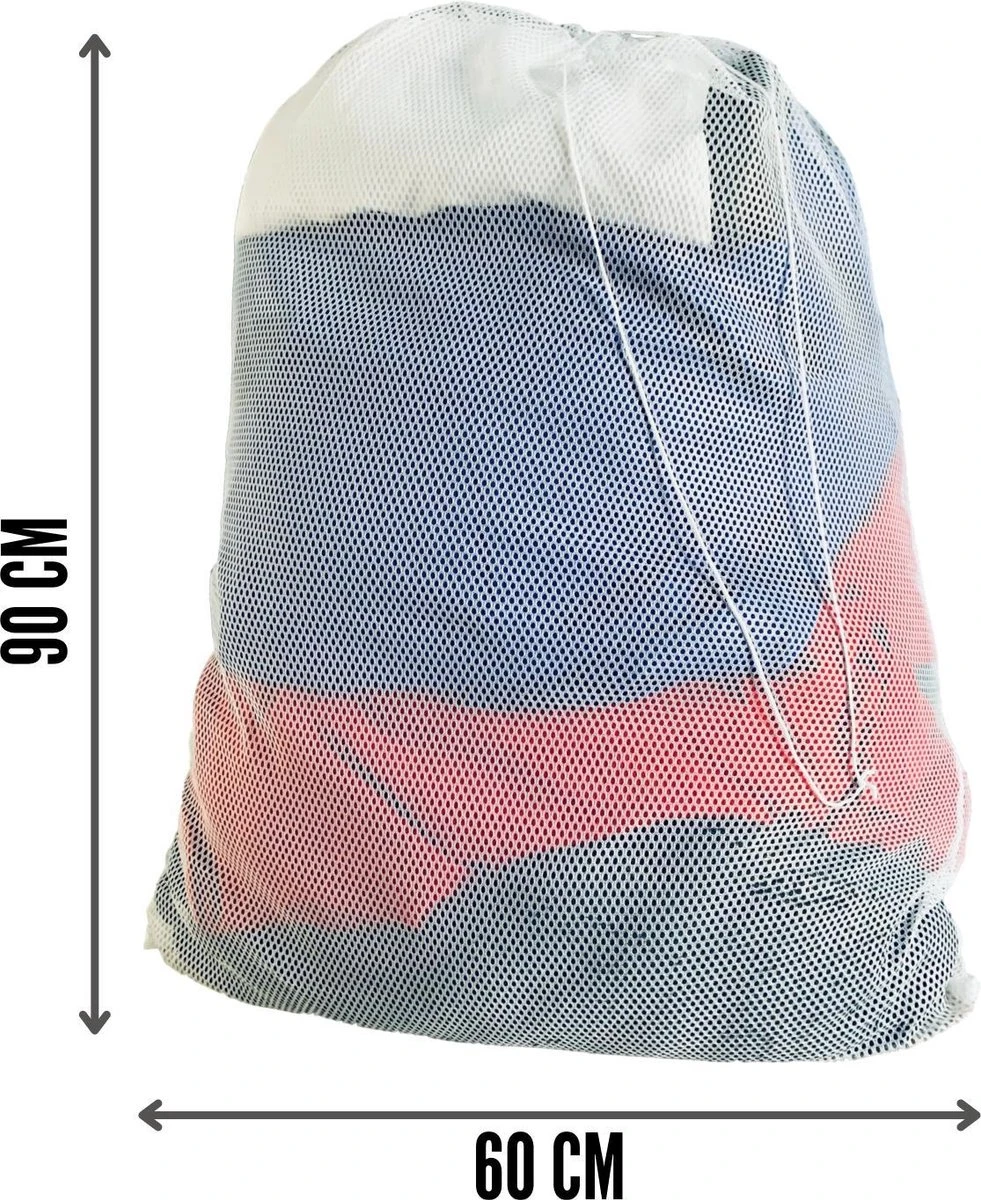 Orange85 Waszak - Groot - XL - 60 X 90 CM - Wit - Treksysteem - Trekbandsluiting - Polyester - Wasnet - Laundry Bag - Voor Kleding - Afbeelding 3